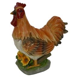 Resin Hen Standing in Grass & Flowers