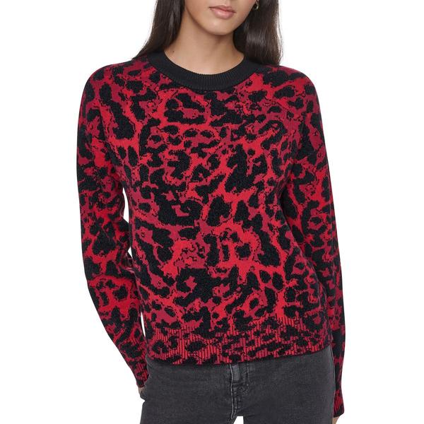Womens DKNY Long Sleeve Abstract Crew Neck Sweater