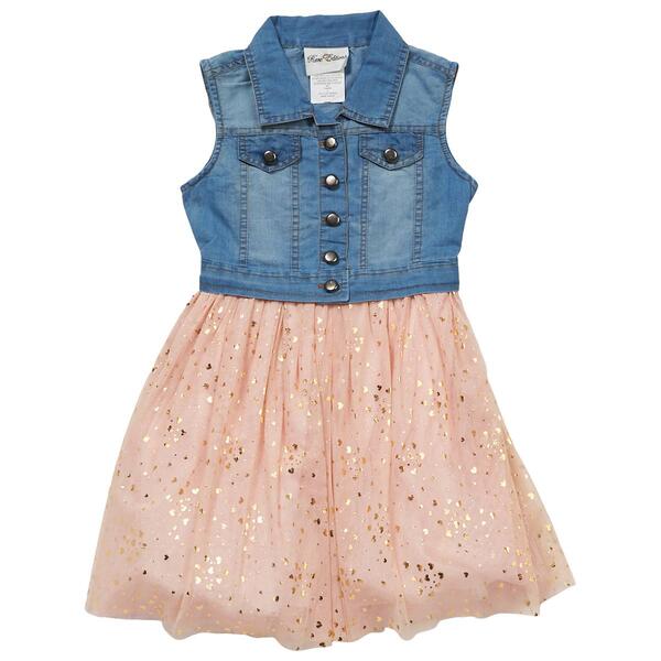 Girls &#40;7-16&#41; Rare Editions Sleeveless Denim Vest Dress - image 