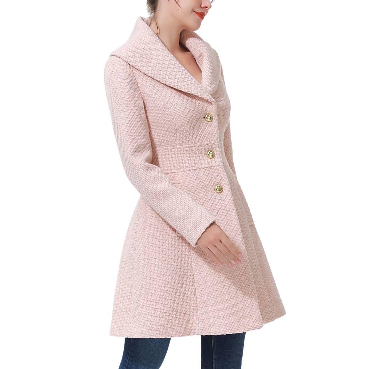 Womens BGSD Fit & Flare Boucle Wool Coat
