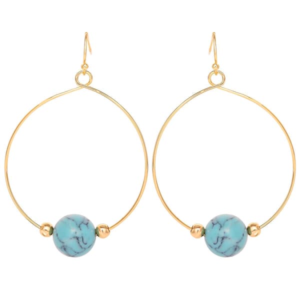 Jessica Simpson Reconstituted Turquoise Dangle Hoop Earrings