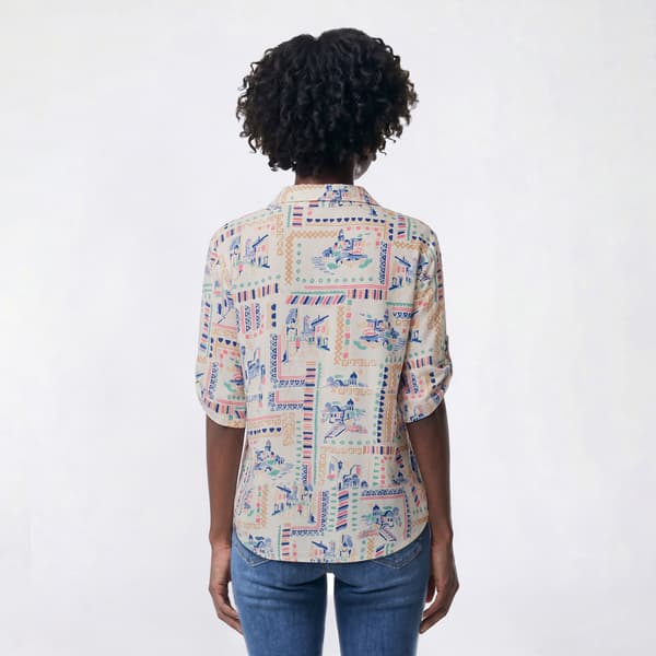 Womens Emily Daniels Elbow Sleeve Scenic Patchwork Blouse