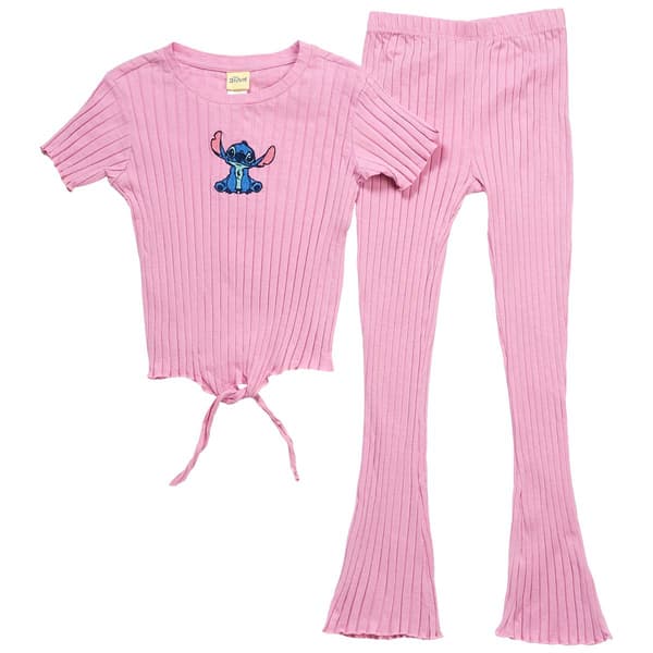 Girls (4-6x) Disney Lilo & Stitch Rib Flare Top & Legging Set - image 