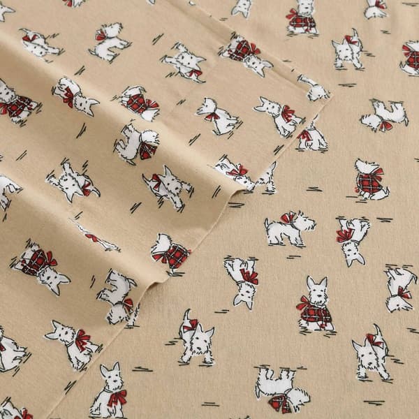 Laura Ashley Holiday Scottie Cotton Flannel Sheet Set