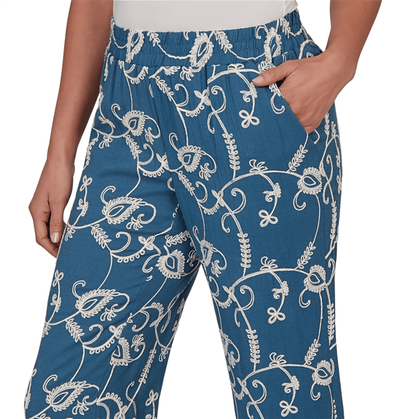 Womens Skye’s the Limit Summer Spice Embroidery Wide Leg Pants