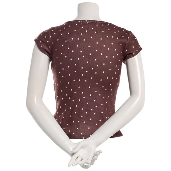 Juniors Madden Girl Cap Sleeve Plush Waffle Surplus Top - Brown