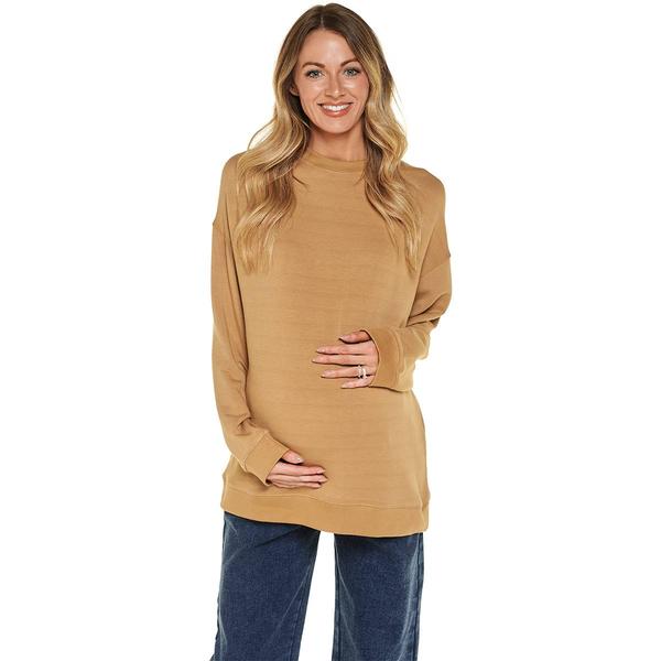 Womens Maternity Times Two Long Sleeve Solid Drop Shoulder - image 
