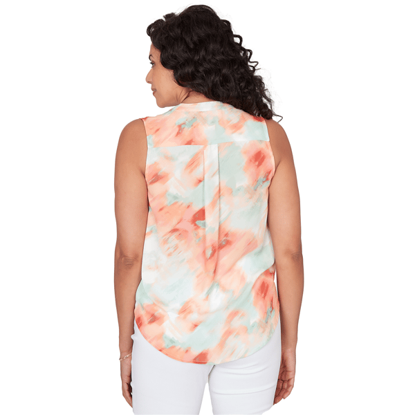 Womens Emaline Verde Grove I Sleeveless Faux Wrap Floral Blouse