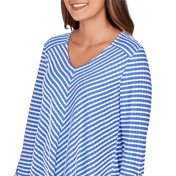 Womens Ruby Rd. Must Haves I Long Sleeve V Neck Stripe Blouse
