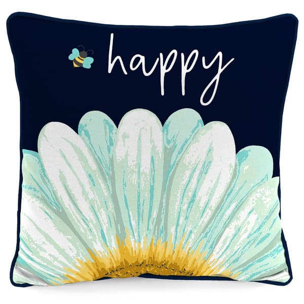 Jordan Manufacturing Bee Happy Daisy Outdoor Throw Pillow - image 