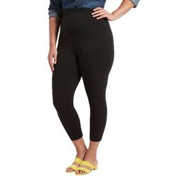 Womens HUE&#40;R&#41; Wide Waistband Blackout Cropped Leggings