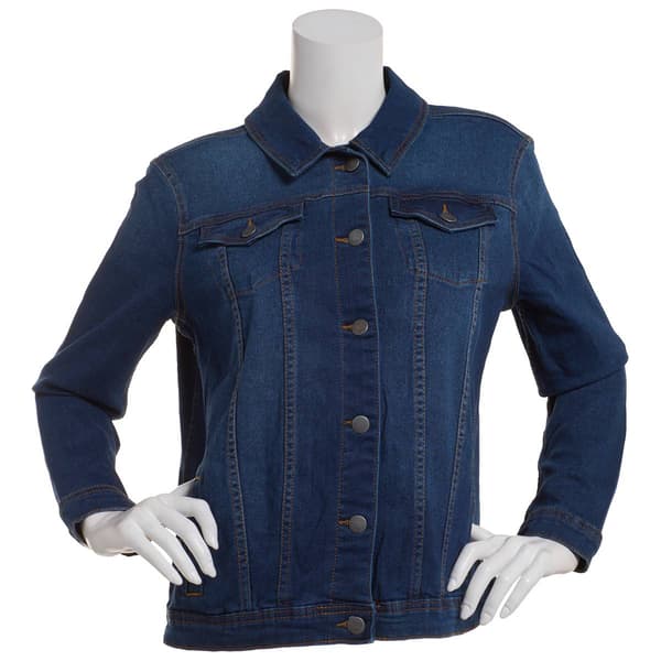 Womens Tahari Long Sleeve Classic Trucker Denim Jacket - image 