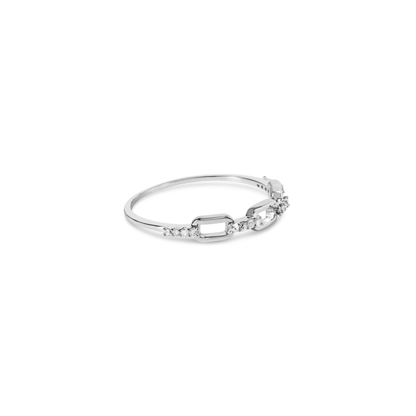 Haus of Brilliance Sterling Silver Diamond Paperclip Band Ring