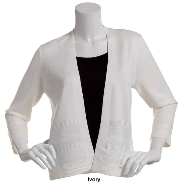Womens 89th & Madison Bracelet Sleeve Solid Rib Panel Cardigan