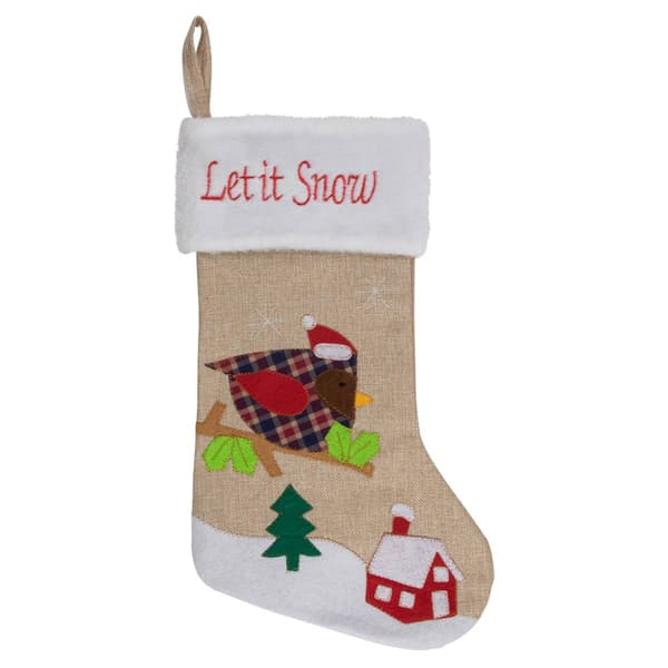 Northlight Seasonal 19in. Let it Snow Bird Christmas Stocking - image 