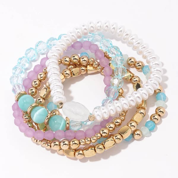 Ashley Cooper(tm) 6pc. Multi Color Beaded Stretch Bracelets - image 