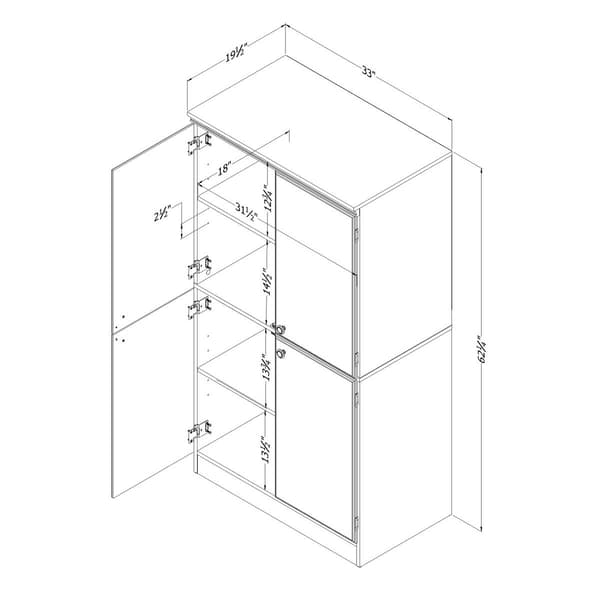 South Shore Morgan Weathered Oak 4-Door Storage Cabinet
