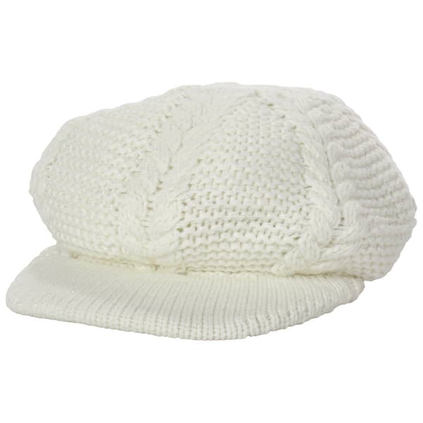 Womens Madd Hatter Cable Knit Lurex Cabby Hat