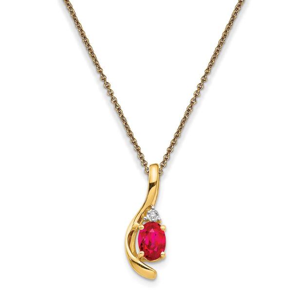 Gemstones Classics&#40;tm&#41;14kt. Yellow Gold Red Ruby Pendant Necklace - image 