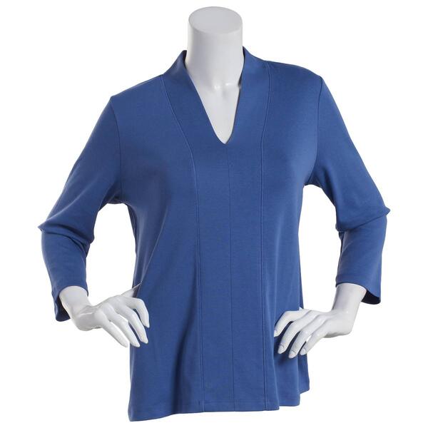 Petite Hasting &amp; Smith 3/4 Sleeve V-Neck Seam Front Neck Top - image 