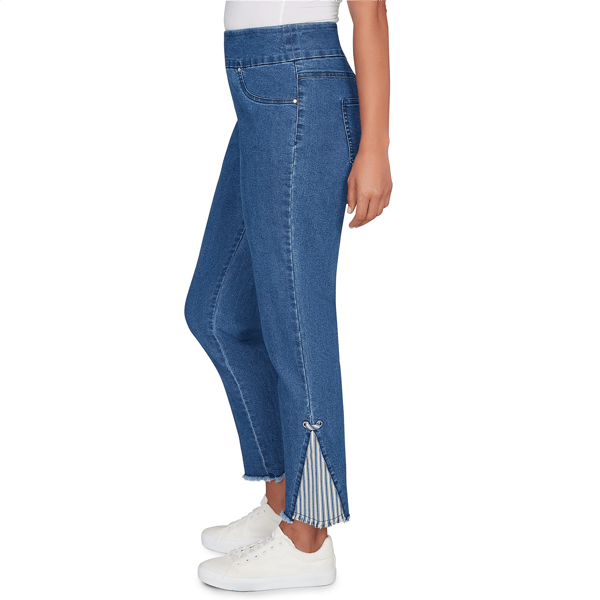 Womens Ruby Rd. Set Sail Nautical Stripe Inset Slim Fit Jean