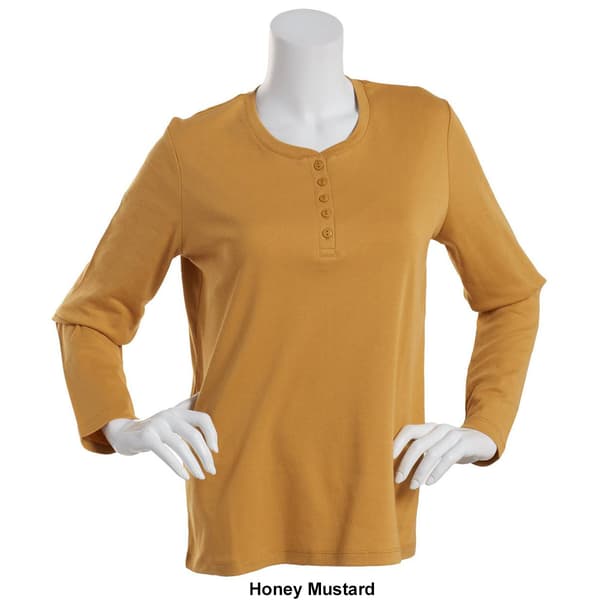 Womens Hasting &amp; Smith Long Sleeve Solid Henley Top