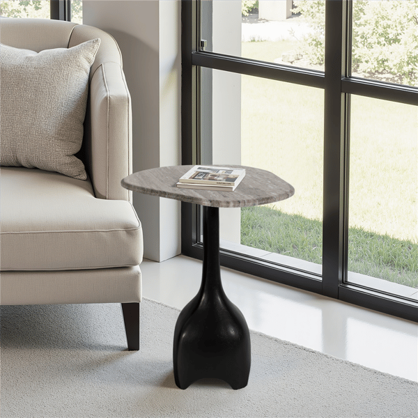 Sagebrook Home 21in. Curved Top Marble Accent Table