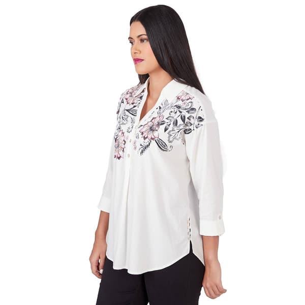 Womens Ruby Rd. Batik Blush Woven Button Front Blouse