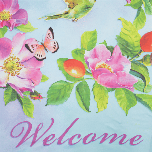 Northlight Welcome Hummingbird Floral Outdoor House Flag