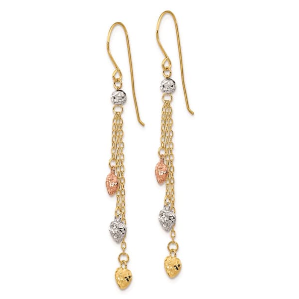 Gold Classics&#8482; 14kt. Tri-Color Heart Hook Earrings