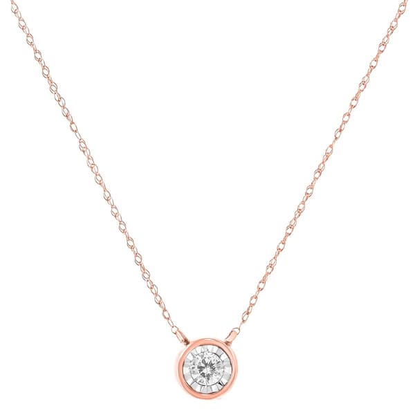 Haus of Brilliance Rose Gold 1/5ctw. Diamond Pendant Necklace