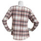 Womens Tru Self Long Sleeve Twist Front Plaid Blouse - White Cafe - image 2