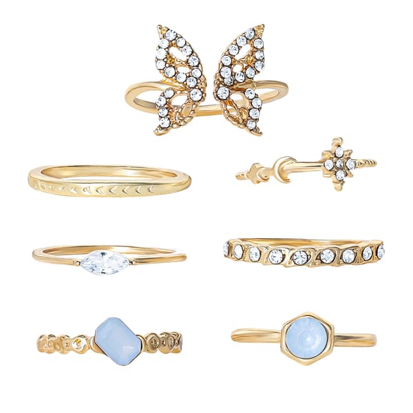 Jessica Simpson 7pc. Butterfly & Moonstone Rings