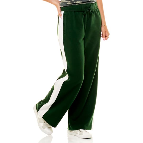 Juniors Derek Heart Side Stripe Fold Over Waist Wide Sweatpants