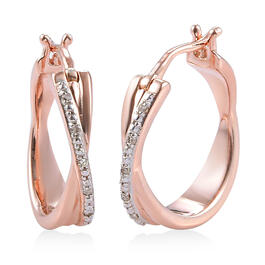 Diamond Classics&#40;tm&#41; Rose Gold White Diamond Hoop Earrings