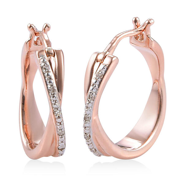 Diamond Classics&#40;tm&#41; Rose Gold White Diamond Hoop Earrings - image 