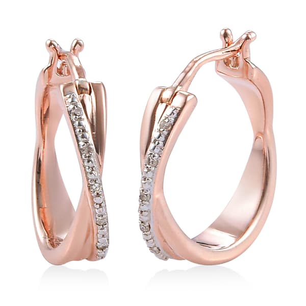 Diamond Classics(tm) Rose Gold White Diamond Hoop Earrings - image 