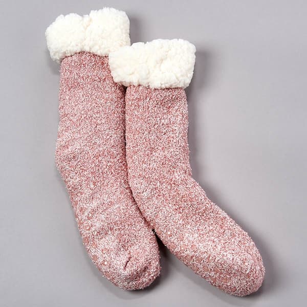 Womens Ella & Joy Sherpa Lined Slipper Socks - image 