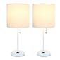 LimeLights White Stick Lamp wCharging Outlet/White Shade-Set of 2 - image 1