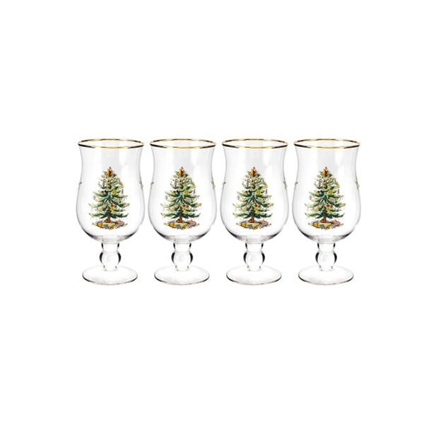 Spode Christmas Tree Tulip Beer Glasses - Set of 4 - image 