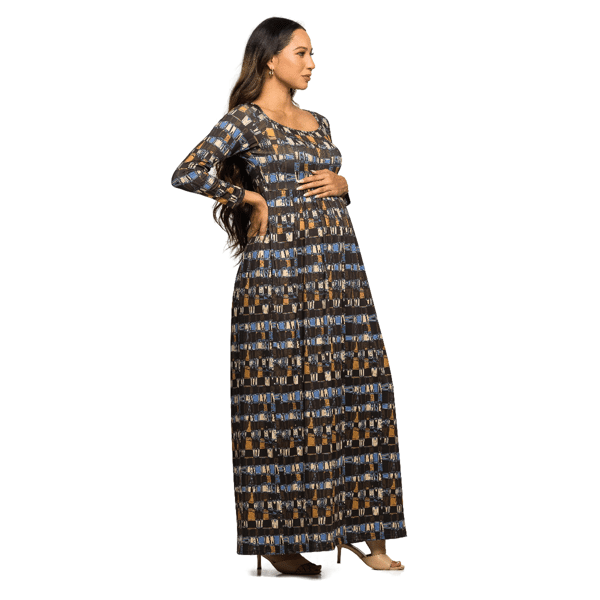 Womens 24/7 Comfort Apparel Geometric Maternity Maxi Dress