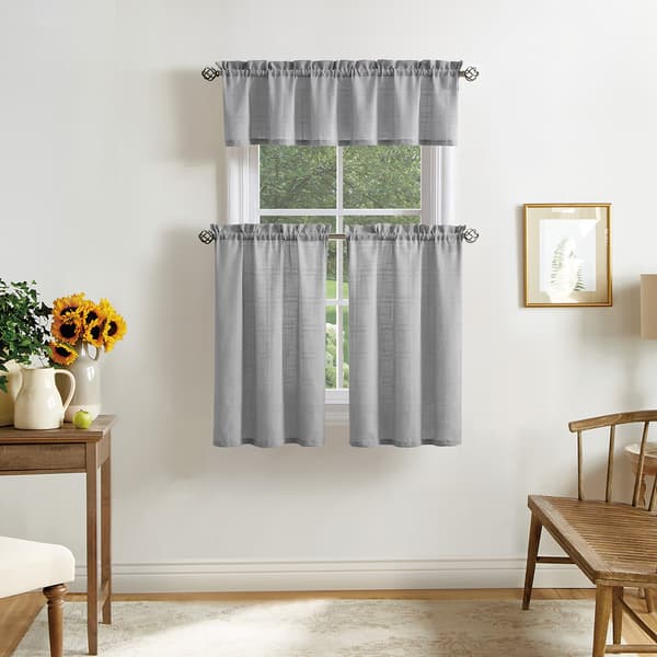 Martha Stewart Bedford Tier And Valance Curtain Set - image 