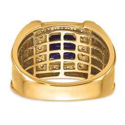 Mens Pure Fire 14kt. Gold Lab Grown Diamond & Sapphire Ring