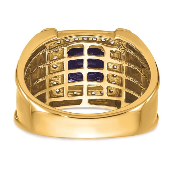 Mens Pure Fire 14kt. Gold Lab Grown Diamond & Sapphire Ring