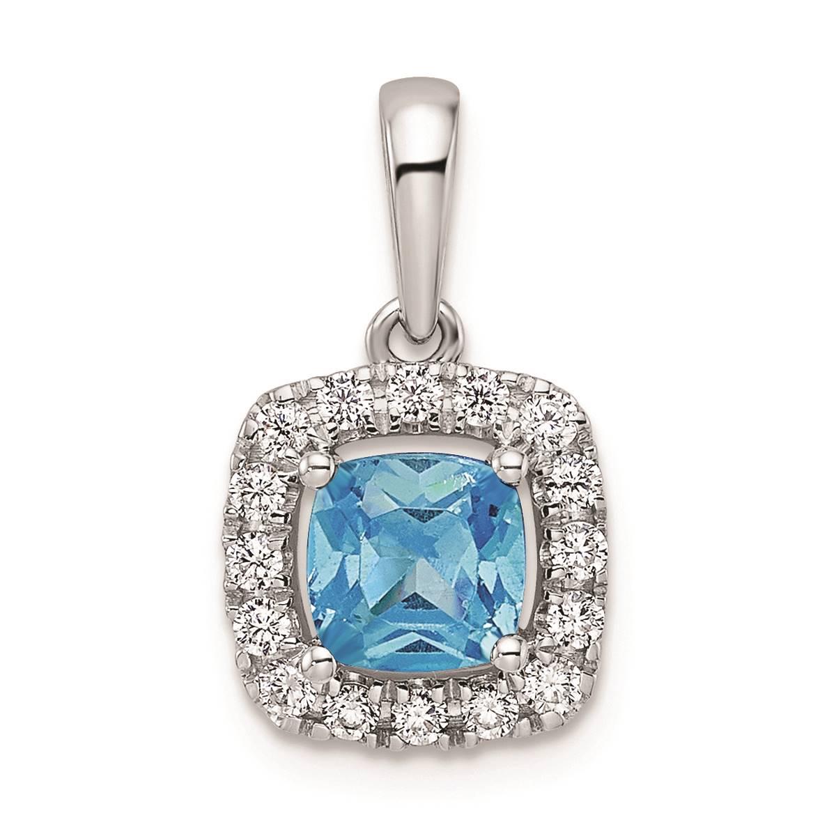 Pure Fire 14kt. White Gold Blue Topaz Halo Pendant