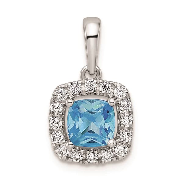 Pure Fire 14kt. White Gold Blue Topaz Halo Pendant
