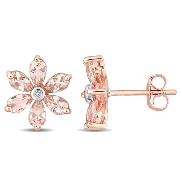 Gemstone Classics&#40;tm&#41; 3ctw. Morganite Floral Stud Earrings - image 