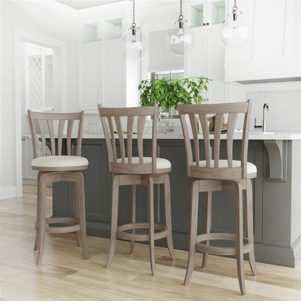 HH2 Home Savana Grey Wood Swivel Bar Height Stool