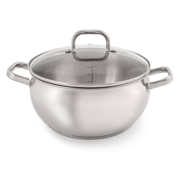 BergHOFF Belly Shape 18/10 Stainless Steel Stockpot w/ Glass Lid