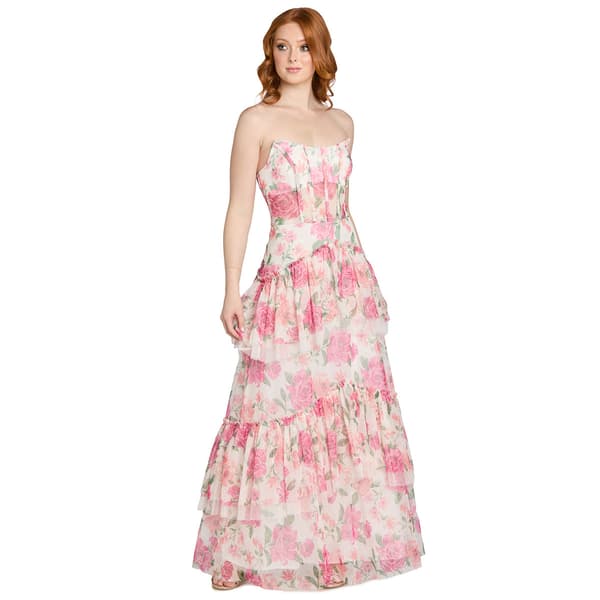 Juniors Morgan & Co. Sequin Flutter Boho Corset Tier A-Line Dress - image 